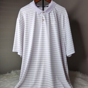 Nike Striped‎ Golf Polo Size XLarge Purple And Ivory Colored